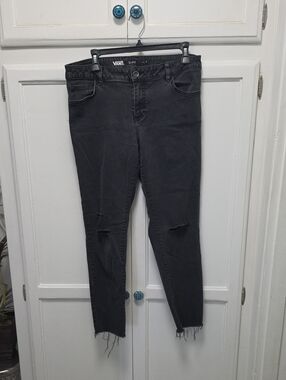 Vans Women's Black Skinny Jeans with Knee Rips